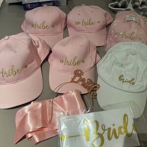 Pink and White Bride Tribe hats